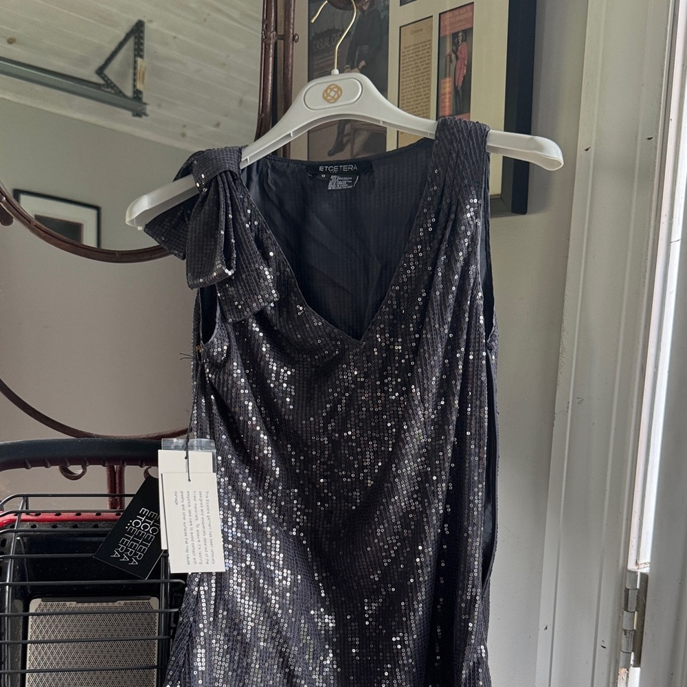 Black Sequin Sleeveless Top